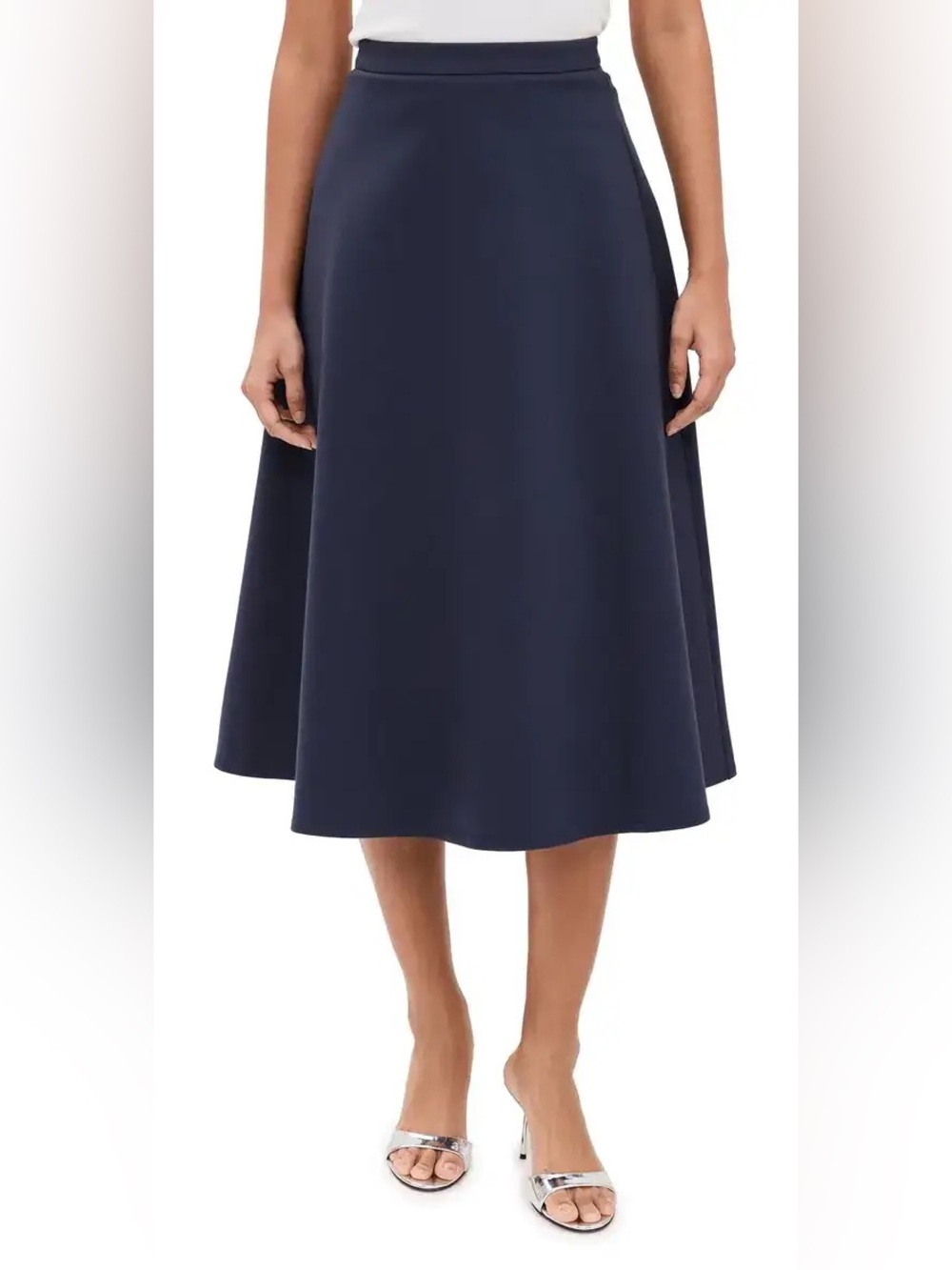 NWT STAUD Navy A-Line Midi Skirt